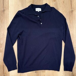 Murray Allan 100% cashmere sweater made in Scotland navy polo size medium